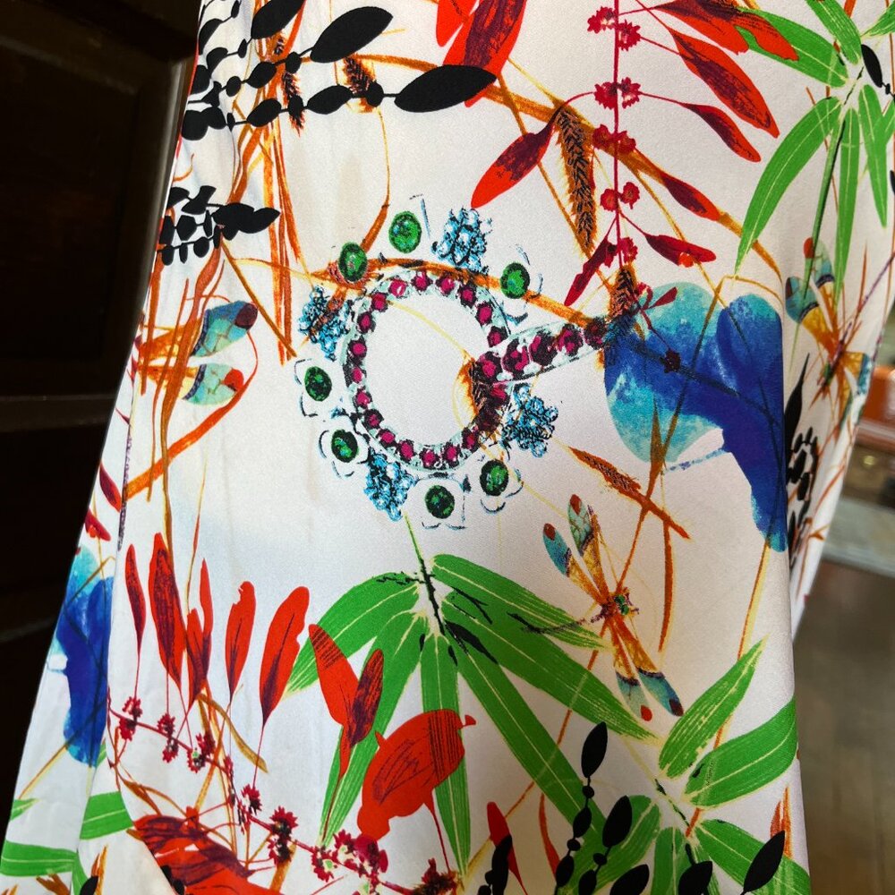 Diane von Furstenberg Dress Silk Blend Dragonfly Bird Floral Multicolor Size 6 - Picture 5 of 15